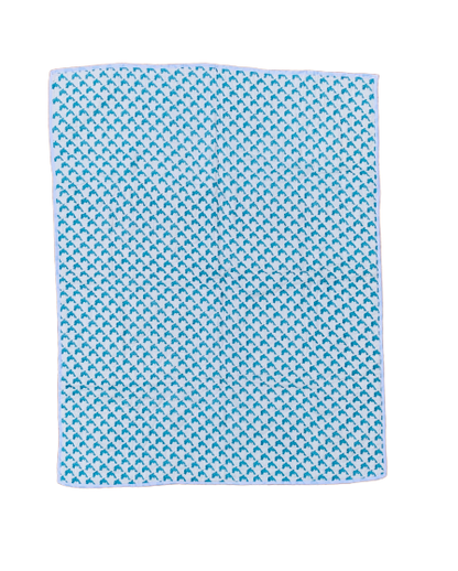 Blue Fish Print Cotton Reversible Padded Baby Quilt Bedspread - Adore India   