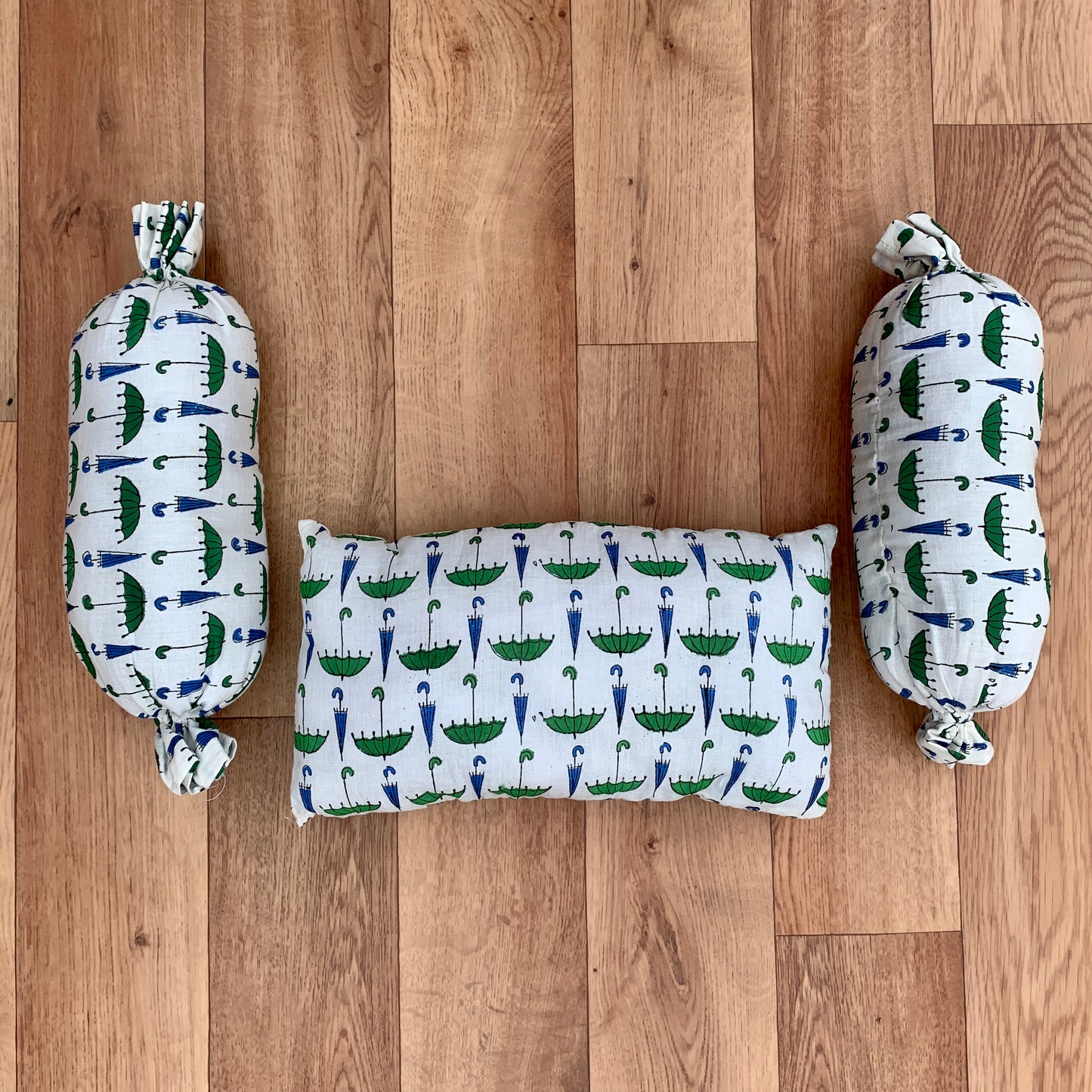 Umbrella Print Cotton Reversible Baby Kantha Quilted Cot Crib Set - Adore India   