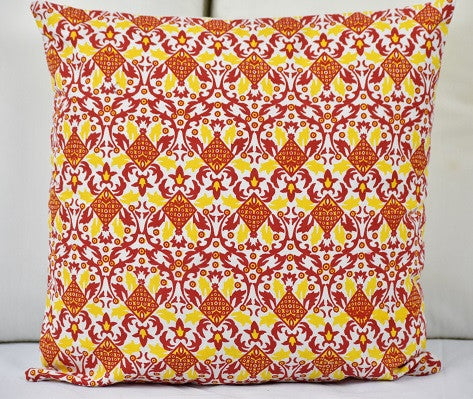 Hand Screen Print Cushion Cover- Yellow - Adore India   