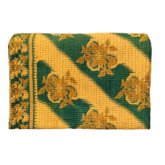 Indian Handmade Reversible Vintage Kantha Quilt Bedspread Meena - Adore India   