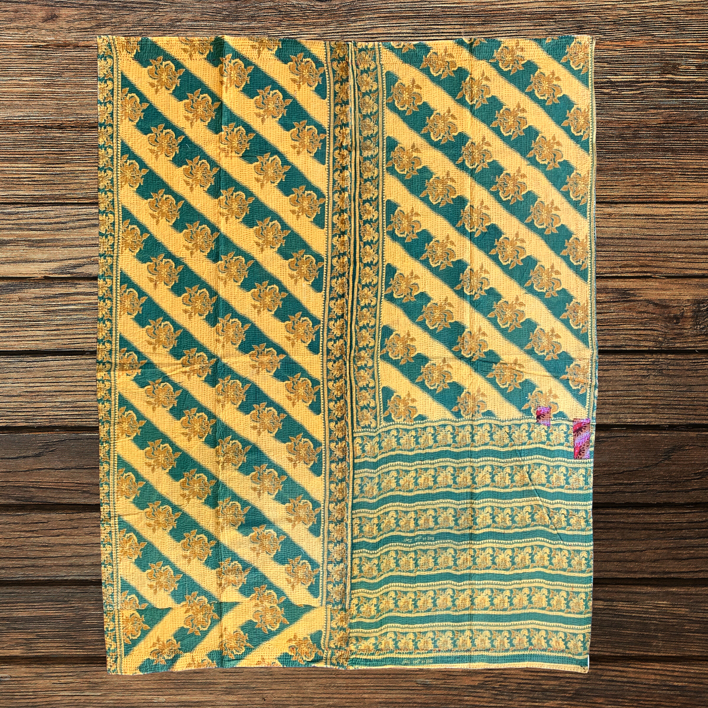 Indian Handmade Reversible Vintage Kantha Quilt Bedspread Meena - Adore India   
