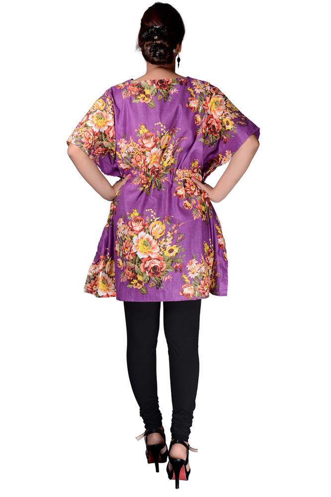 Black Vintage Floral Cotton Printed Kaftan - Adore India   