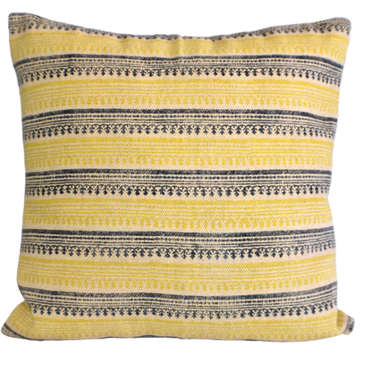 Mustard Stripe Block Print Cotton Dari Cushion Cover 45cm - Adore India   