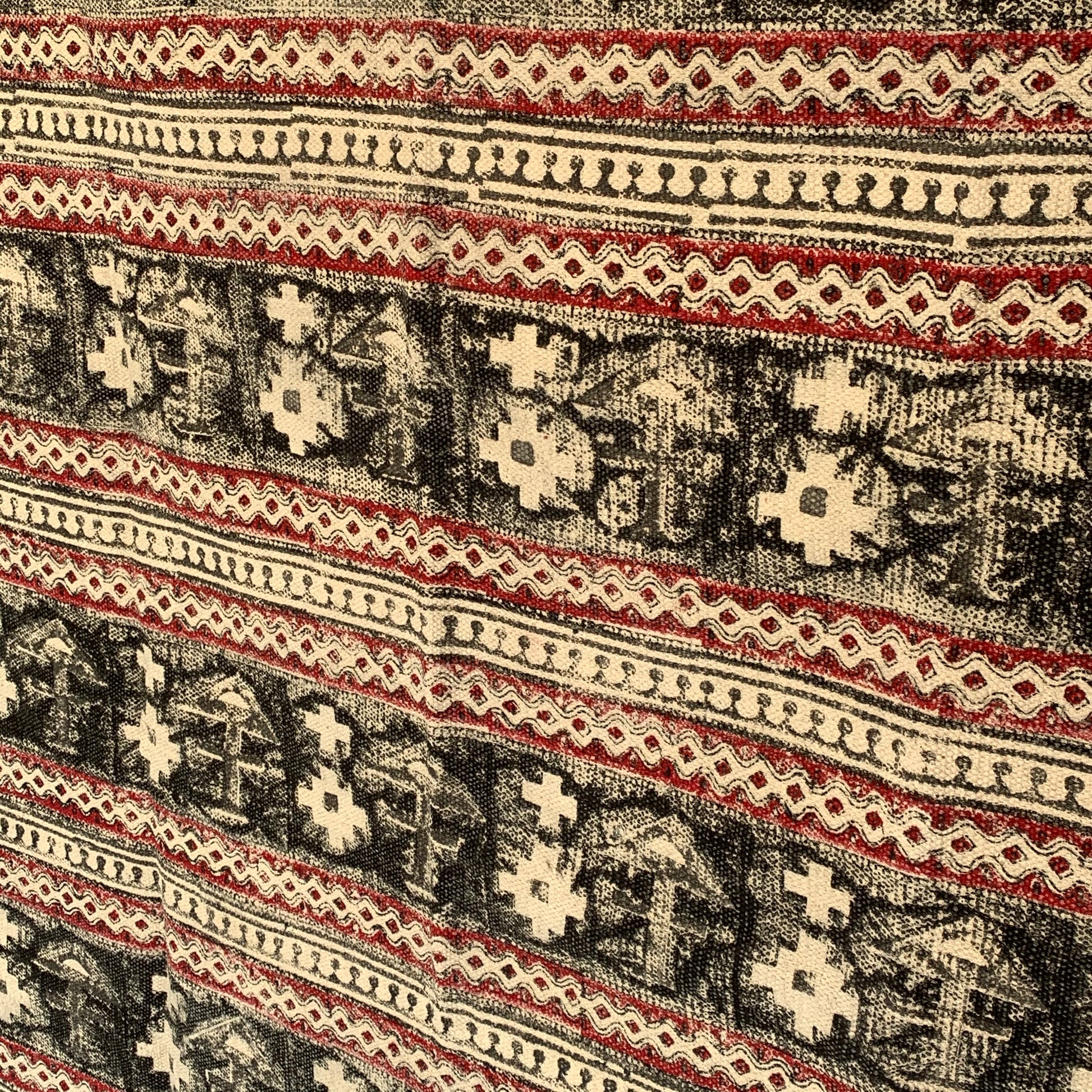 Handmade Beautiful Black Holy Block Print Cotton Dari Carpet - Adore India   