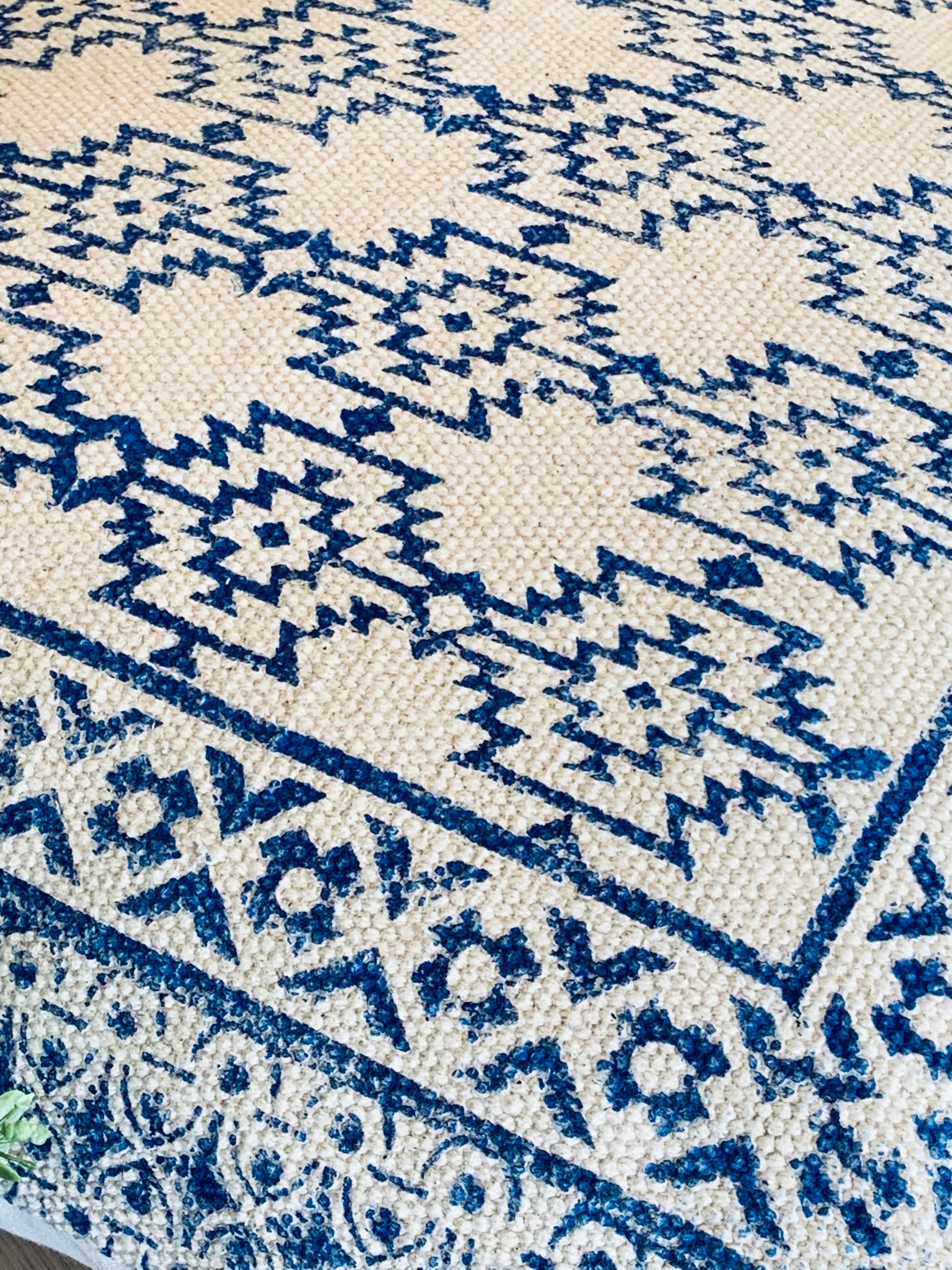 Block Print Aztec Indigo Cotton Dari Cushion Cover Euro Size 65x65cm - Adore India   