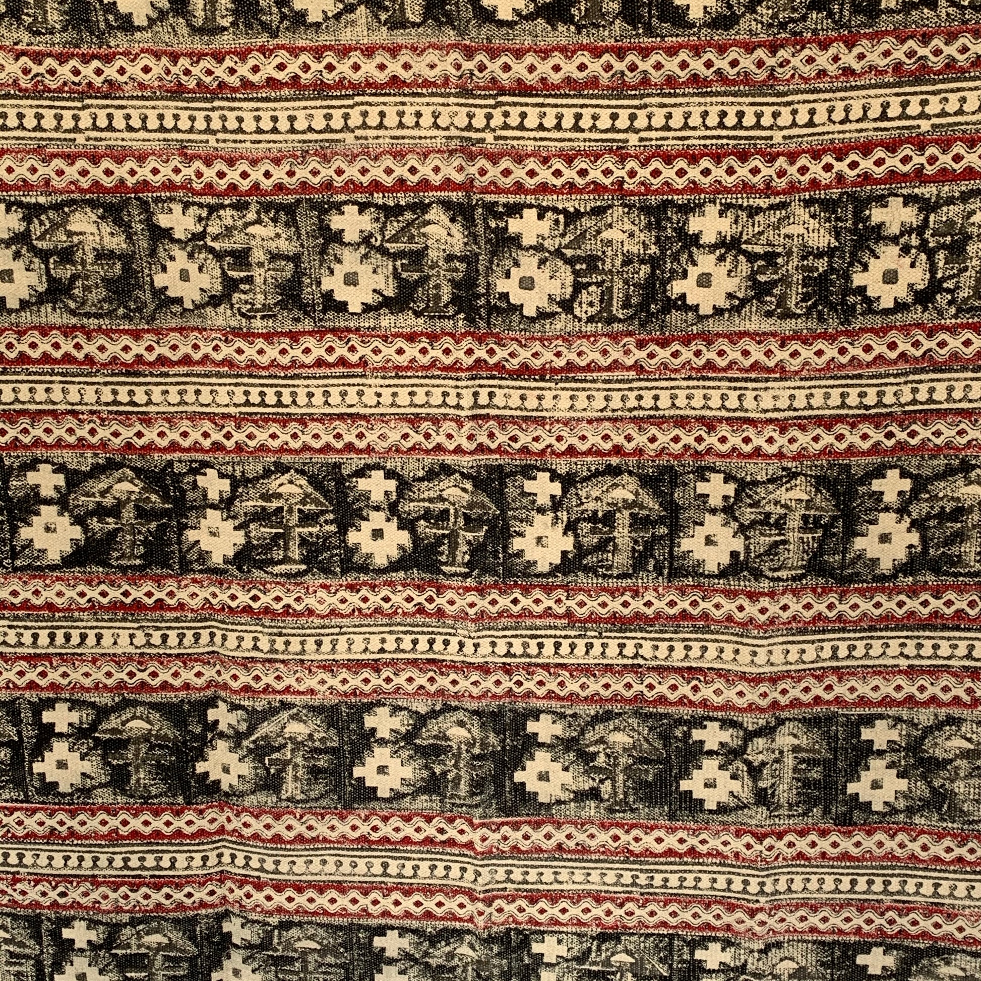 Handmade Beautiful Black Holy Block Print Cotton Dari Carpet - Adore India   