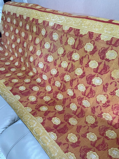 Indian Handmade Reversible Vintage Kantha Quilt Bedspread Geeta - Adore India   