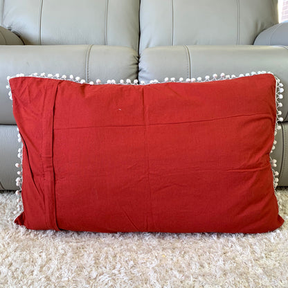 Silk Vintage Kantha Pompom Pillow Cover 7 - Adore India   