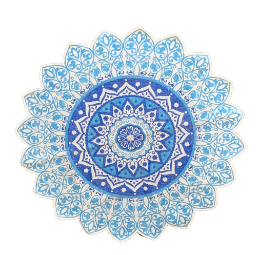 Handmade Blue Mandala Block Print Cotton Dhurrie Carpet Rug - Adore India   