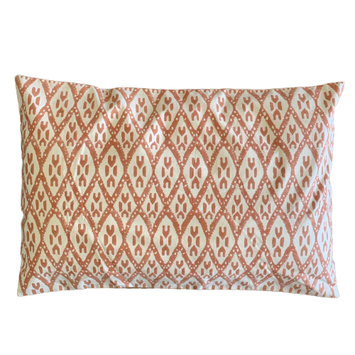 Peach Ikat Block Print Canvas Cotton Cushion Cover Pillow - Adore India   