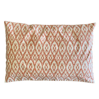 Peach Ikat Block Print Canvas Cotton Cushion Cover Pillow - Adore India   