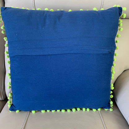 Vintage Kantha Pomom Cushion Cover 1 - Adore India   