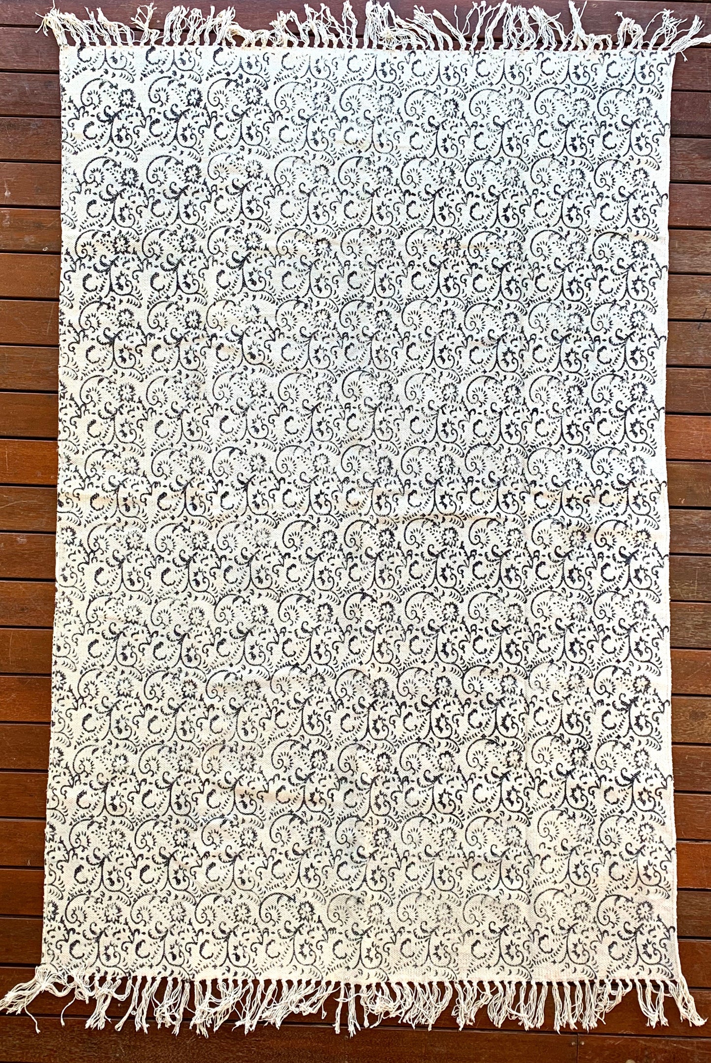 Handmade Beautiful French Block Print Cotton Dari Carpet - Adore India   