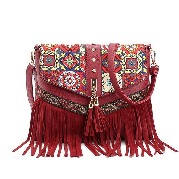 Charming Beautiful Bohemian Vintage Red Carry Bag - Adore India   